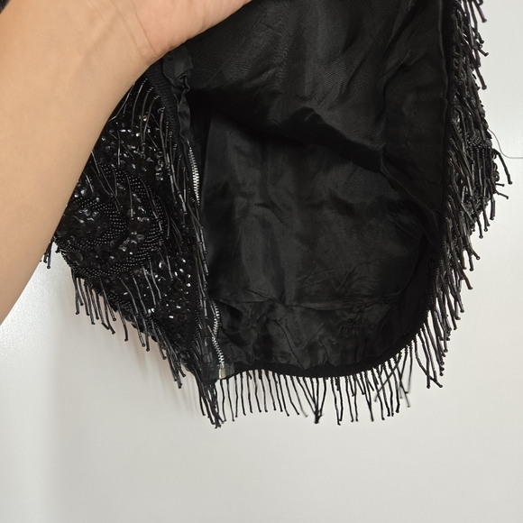 VTG 60s Heavy Beaded & Sequin Scoop Neck Glam Rock Women's Small Lambs Wool Silk - Picture 12 of 17